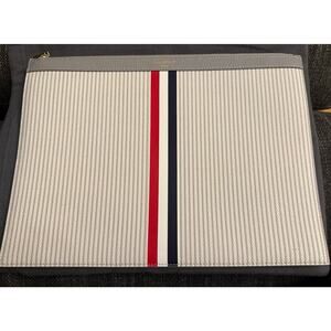 NWT & dust bag THOM BROWNE $1100 Leather Document Holder Clutch Bag, Italy